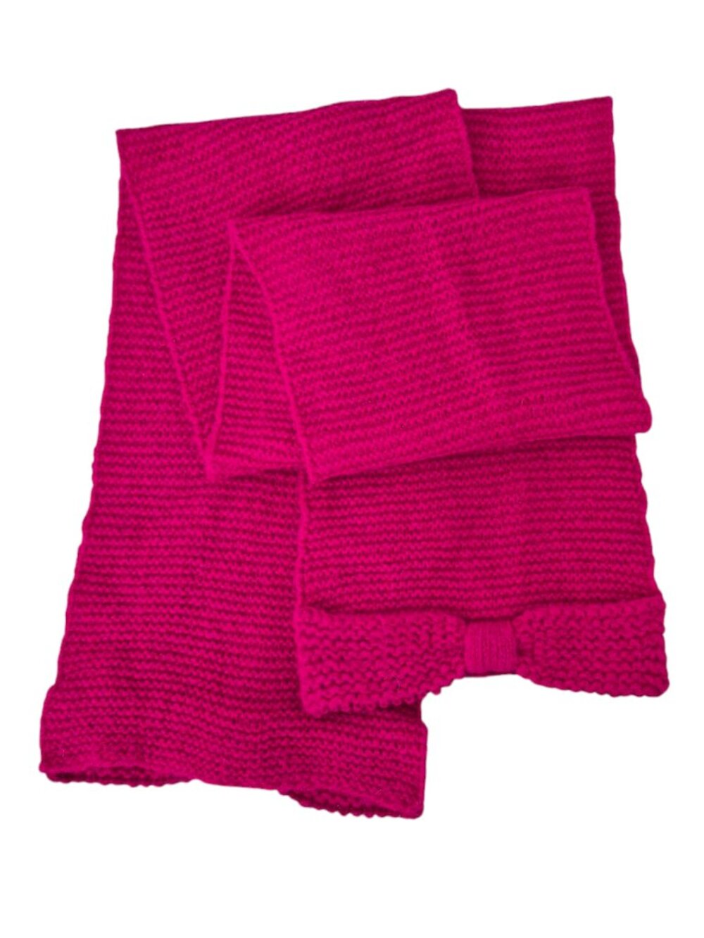 Sonia Rykiel Bright Pink Wool Blend Chunky Knit Long Scarf With Bows